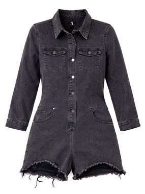 Insane Gene Denim Romper Black Wash Medium Coastal Cowgirl Grunge Streetwear